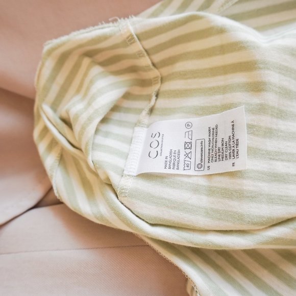 COS Green striped 3/4 length tee - Picture 3 of 5